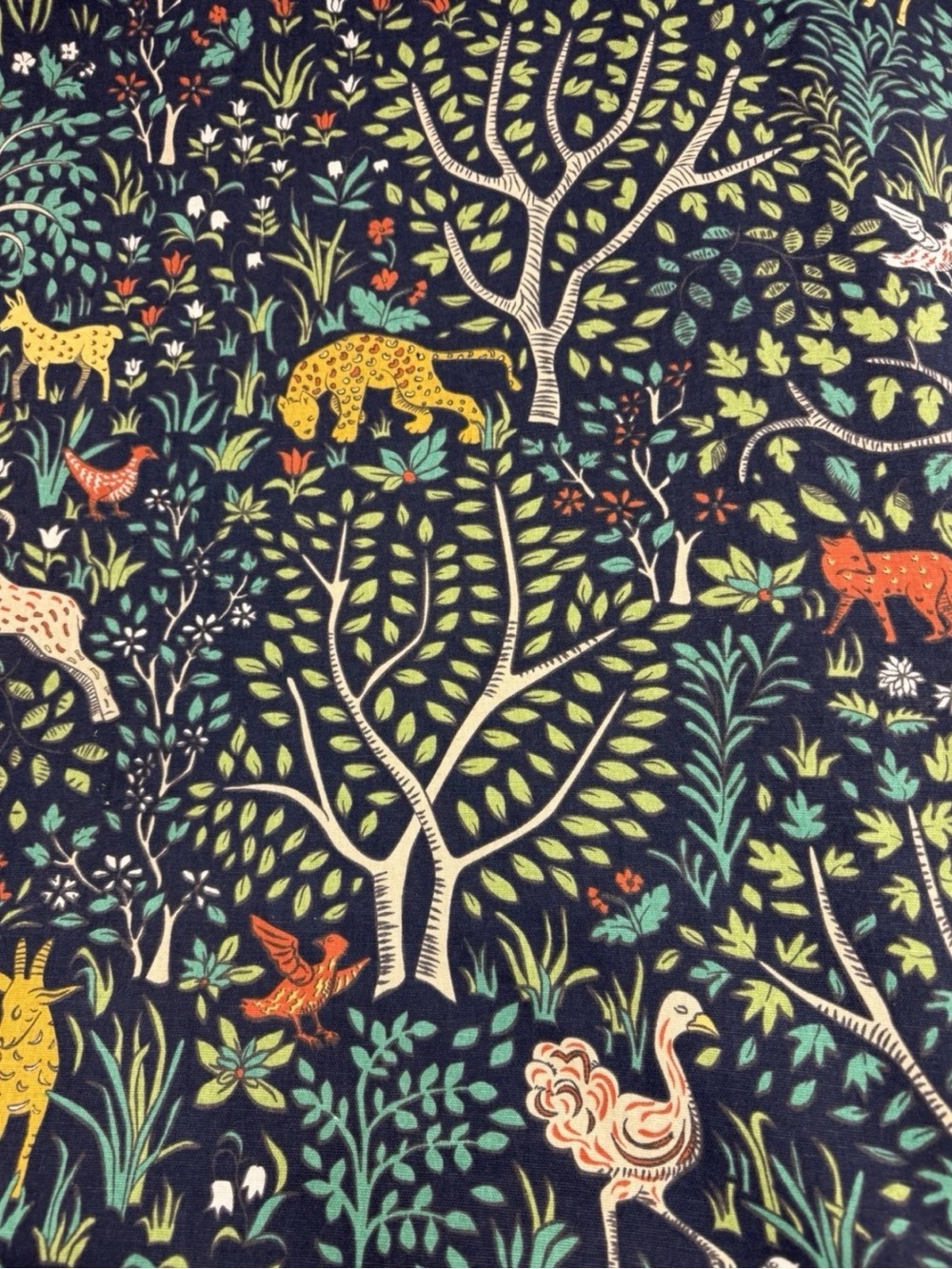 ROBERT ALLEN FOLKLAND ADMIRAL BLUE CHEETAH FOREST ANIMALS FABRIC BY YARD 54"W